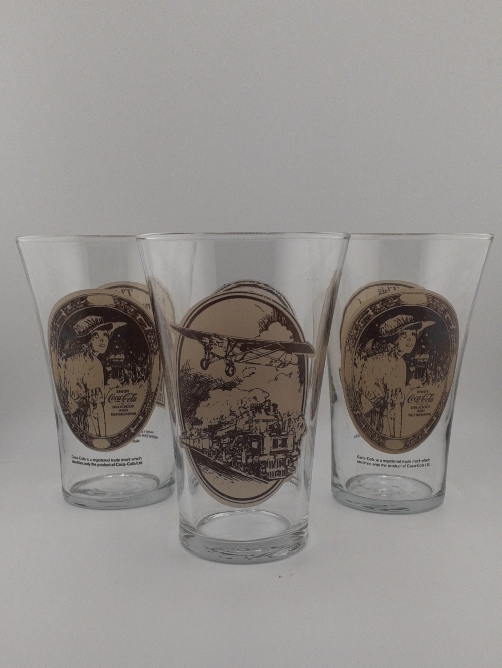 Vintage Coca Cola Mothers Pizza Glasses - Set of 3